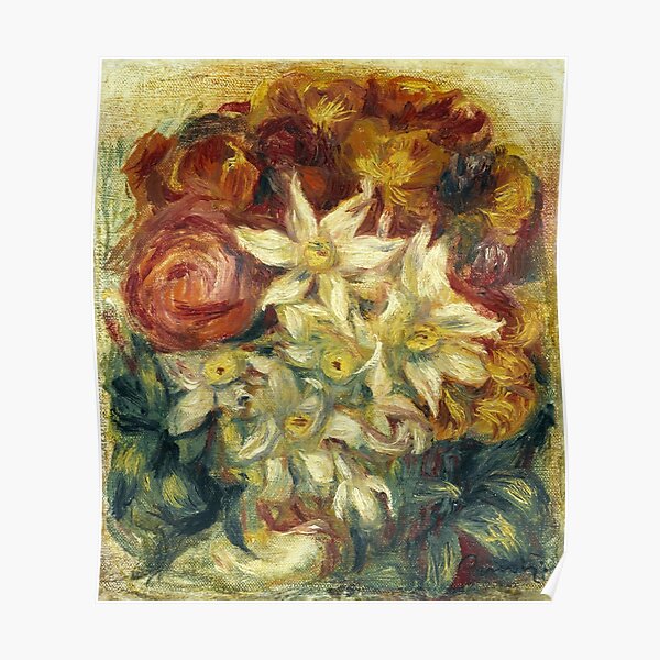 Bouquet with narcissi and roses Poster