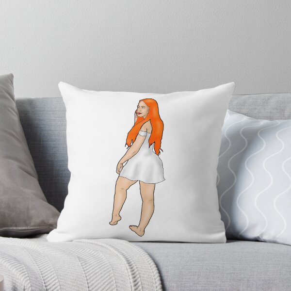 Aperçu de l'œuvre Pin up beauté rousse pieds nus en robe blanche créée et vendue par PinUpsandPulp.