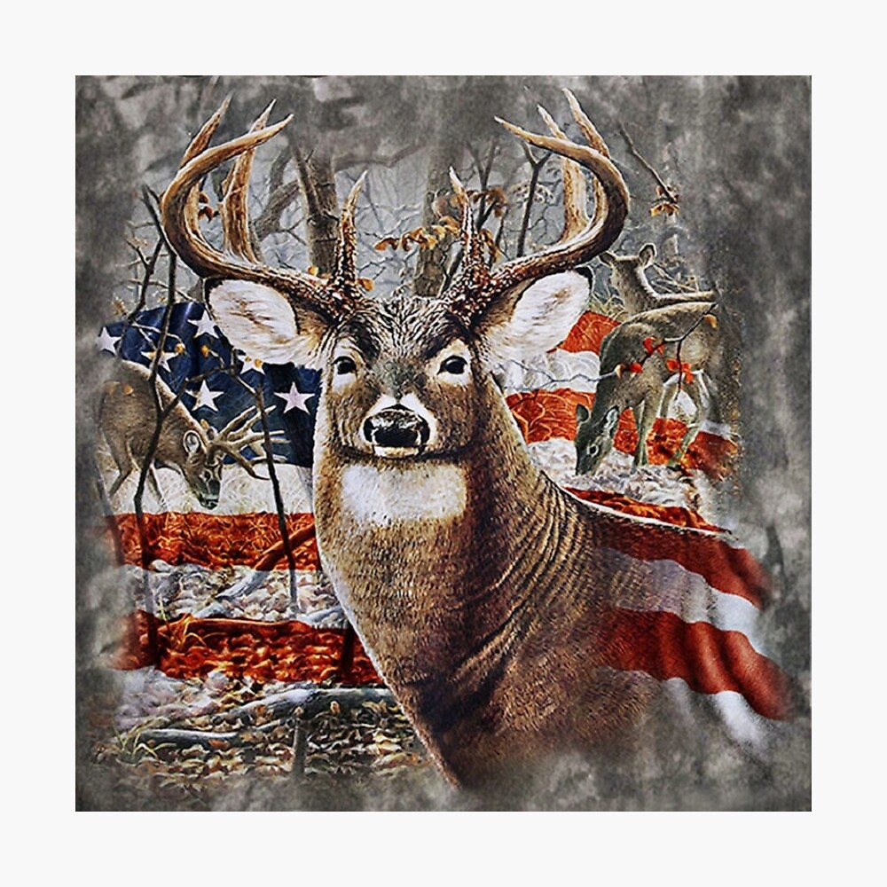 God Country and Deer Hunting American Flag Whitetail Buck Design Poster  for Sale by LifeCrush  Redbubble