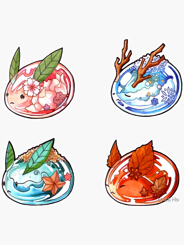 Raindrop bunnies - 4 Seasons Set by teapotsandhats