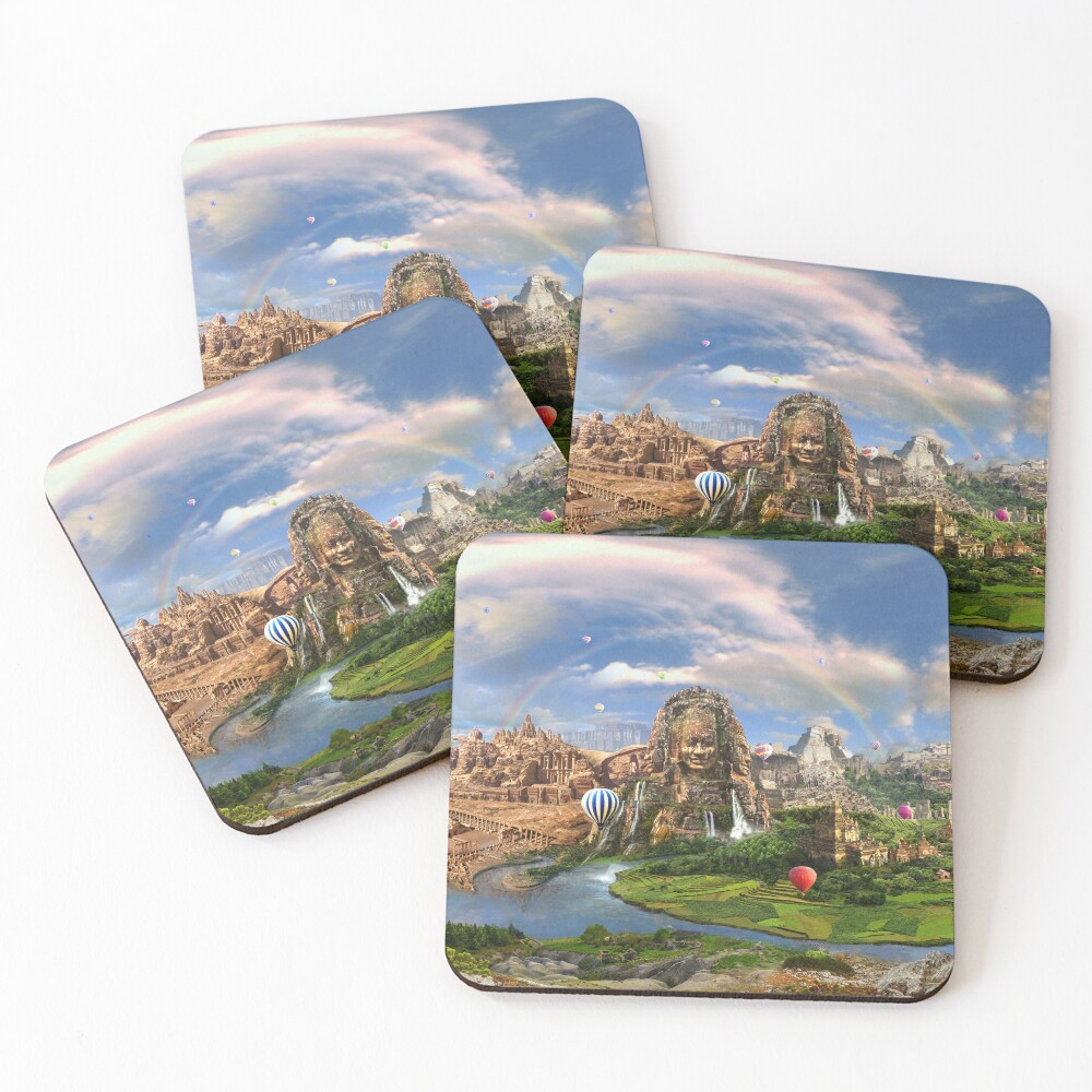 Valley Of The Temples - spiritual, peaceful temple art coexist Coasters (Set of 4)