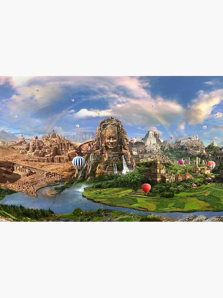 Thumbnail 2 of 2, Laptop Skin, Valley Of The Temples - spiritual, peaceful temple art coexist designed and sold by EPMattson.