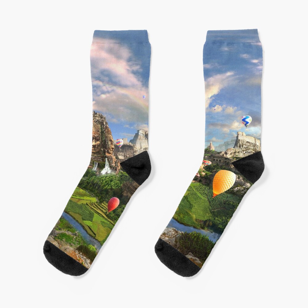 Valley Of The Temples - spiritual, peaceful temple art coexist Socks