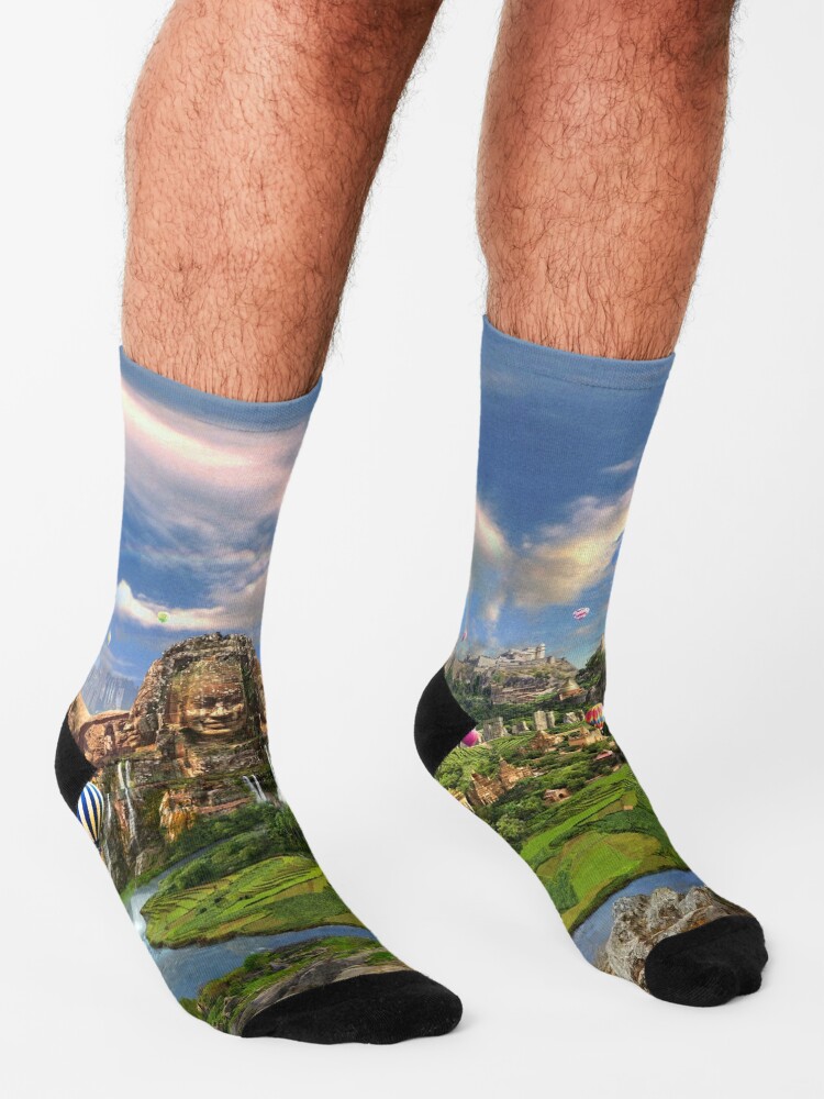 Alternate view of Valley Of The Temples - spiritual, peaceful temple art coexist Socks