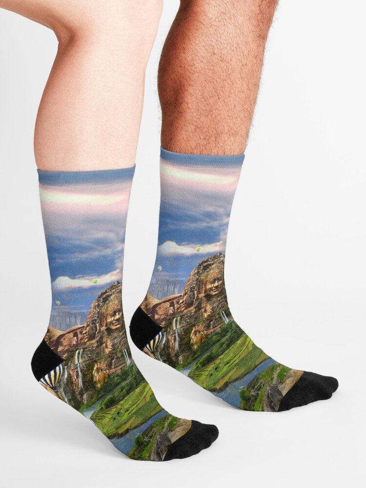 Alternate view of Valley Of The Temples - spiritual, peaceful temple art coexist Socks