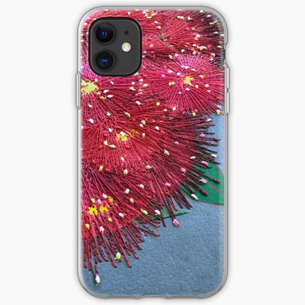 Red Gum Flowers Embroidered by Leah Gay iPhone Soft Case