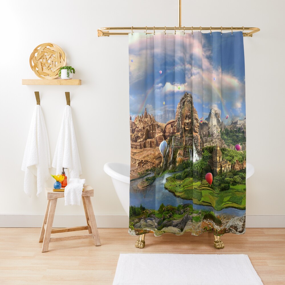 Valley Of The Temples - spiritual, peaceful temple art coexist Shower Curtain
