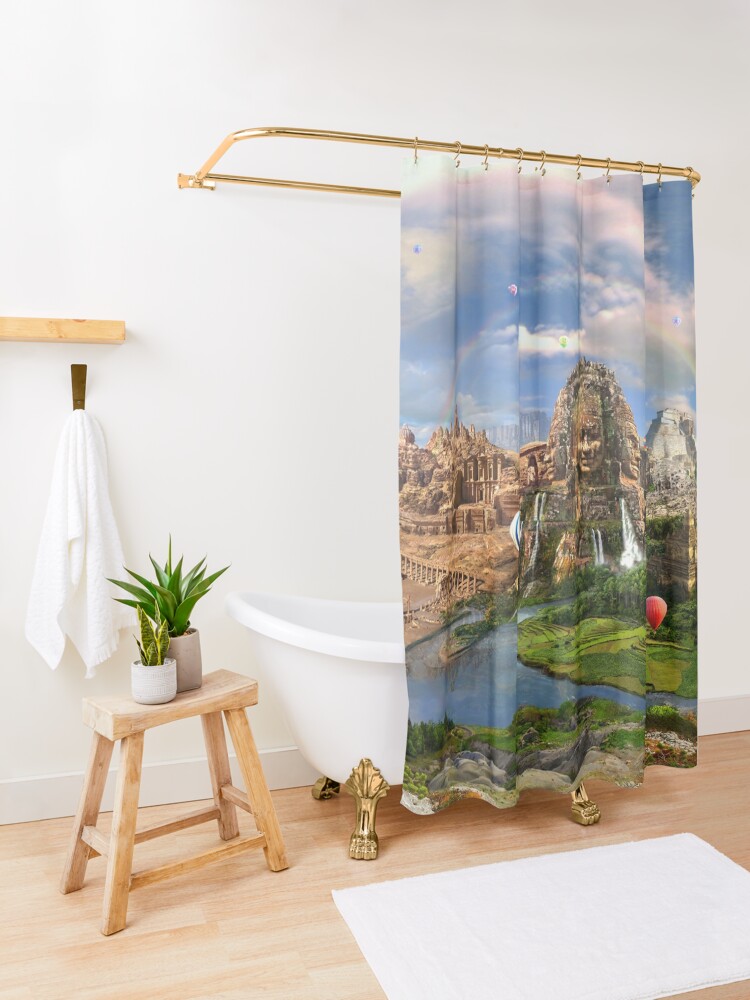 Alternate view of Valley Of The Temples - spiritual, peaceful temple art coexist Shower Curtain