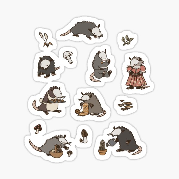 Cottagecore Opossums Sticker