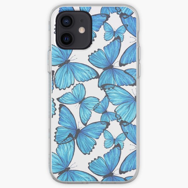 blue butterfly pattern iPhone Soft Case
