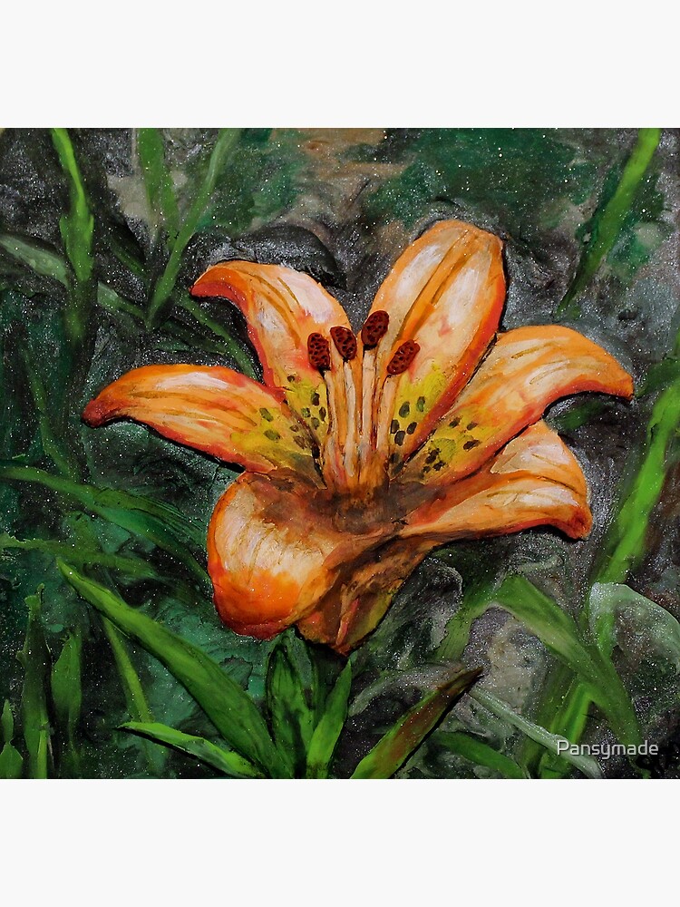 Grandma S Garden Series Tiger Lily Polymer Clay Painting Postcard By Pansymade Redbubble