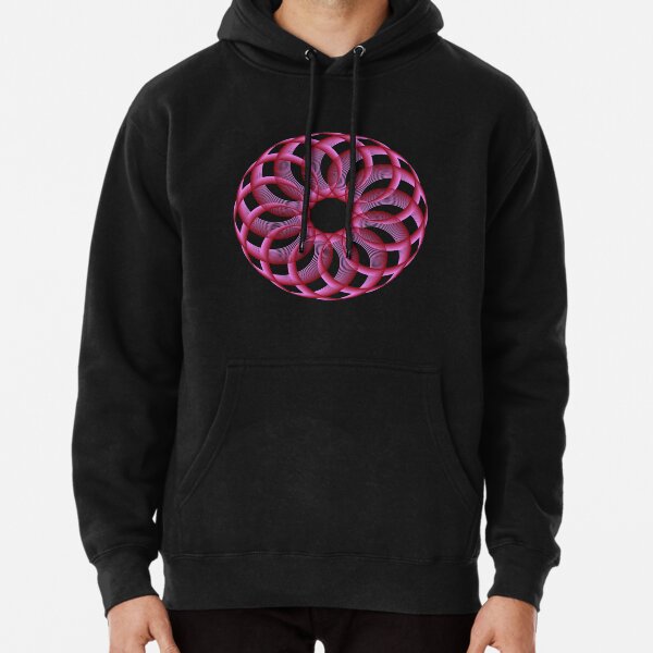 Spirograph with Red Pink Blue Pullover Hoodie