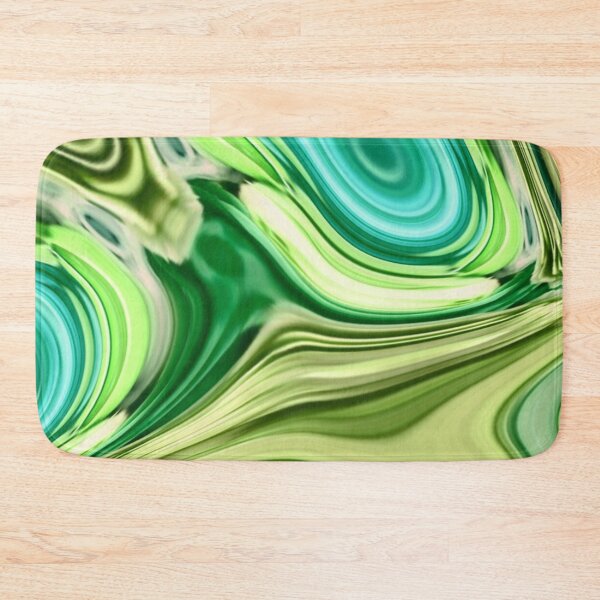 Item preview, 1980s modern abstract turquoise lime green marble swirls designed and sold by LEILA ART SPACE.