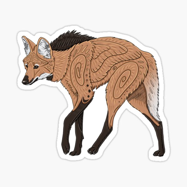 "Maned Wolf" Sticker for Sale by Corvuslatrans Redbubble