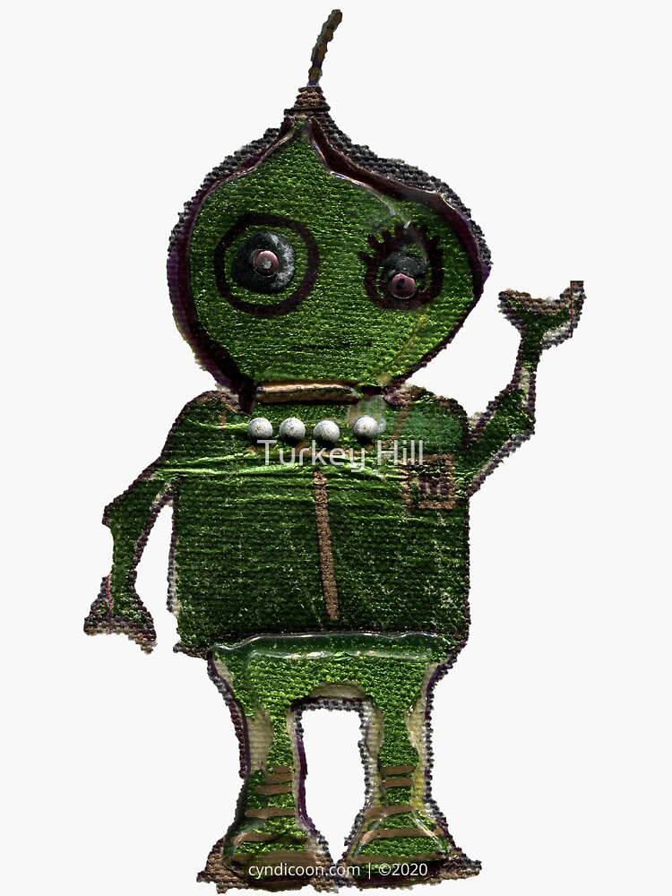 Thumbnail 3 of 3, Sticker, Robot PSA Green designed and sold by Turkey Hill.