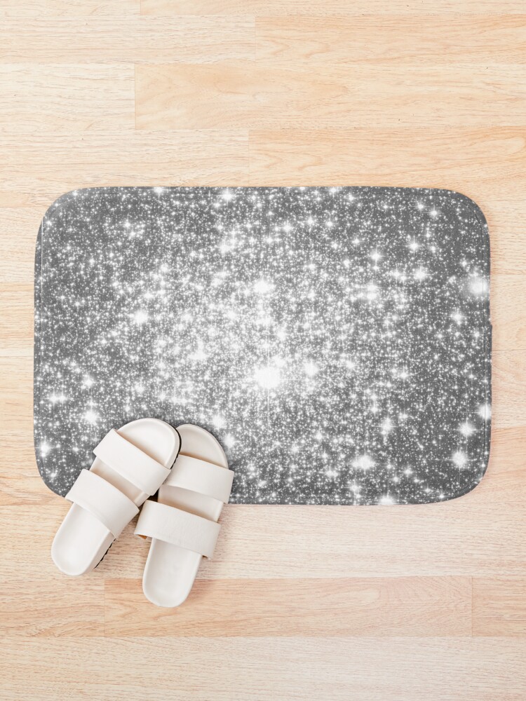Alternate view of Galaxy Sparkle Stars Silver Gray Bath Mat