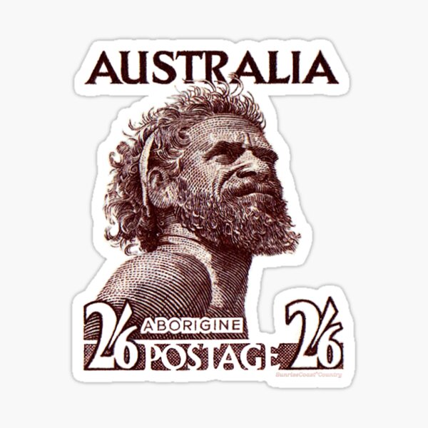 Antique Australian postage stamp, 2s6d, brown, aborigine Sticker
