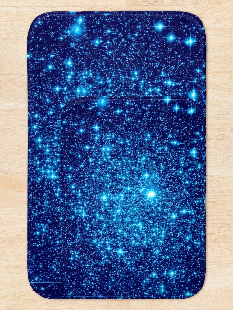 Alternate view of Vivid Blue Galaxy Sparkle Stars Bath Mat