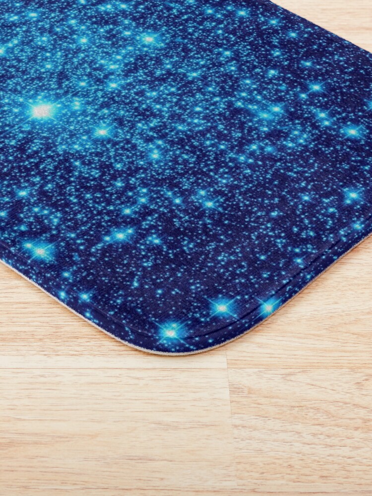 Alternate view of Vivid Blue Galaxy Sparkle Stars Bath Mat