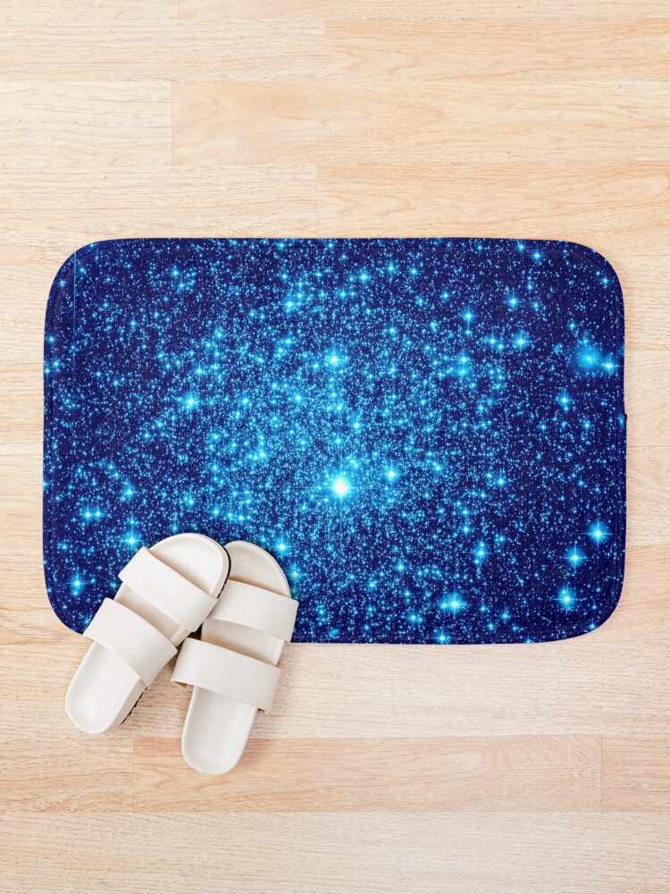 Alternate view of Vivid Blue Galaxy Sparkle Stars Bath Mat