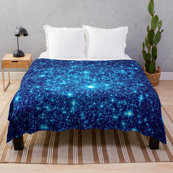 Vivid Blue Galaxy Sparkle Stars Throw Blanket