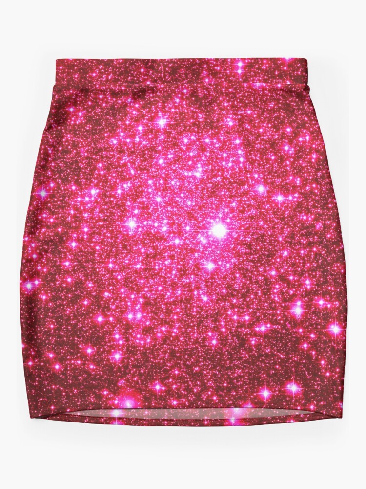 Disover Galaxy Sparkle Stars Hot Pink Mini Skirt