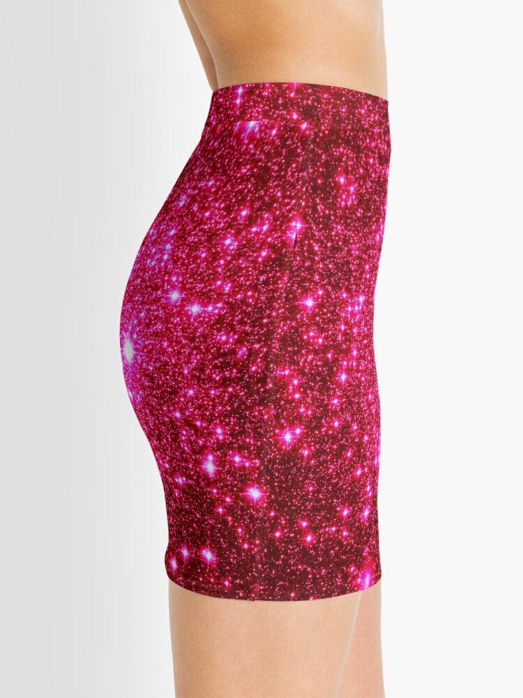 Disover Galaxy Sparkle Stars Hot Pink Mini Skirt