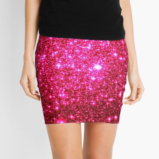 Galaxy Sparkle Stars Hot Pink Mini Skirt