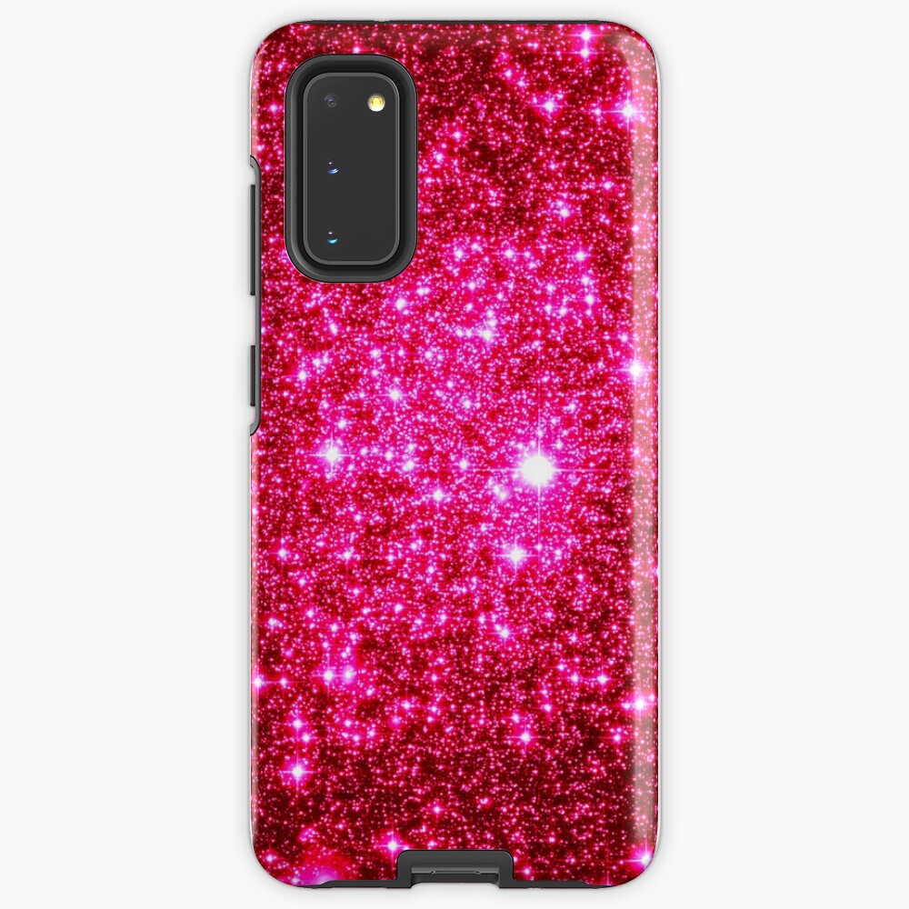 Galaxy Sparkle Stars Hot Pink Case & Skin for Samsung Galaxy
