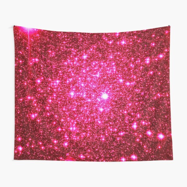 Galaxy Sparkle Stars Hot Pink Tapestry