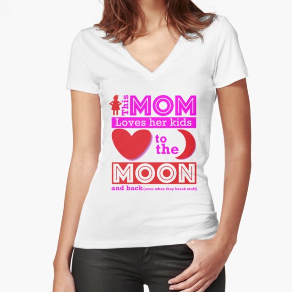 This Mom Loves Her Kids Fitted V-Neck T-Shirt