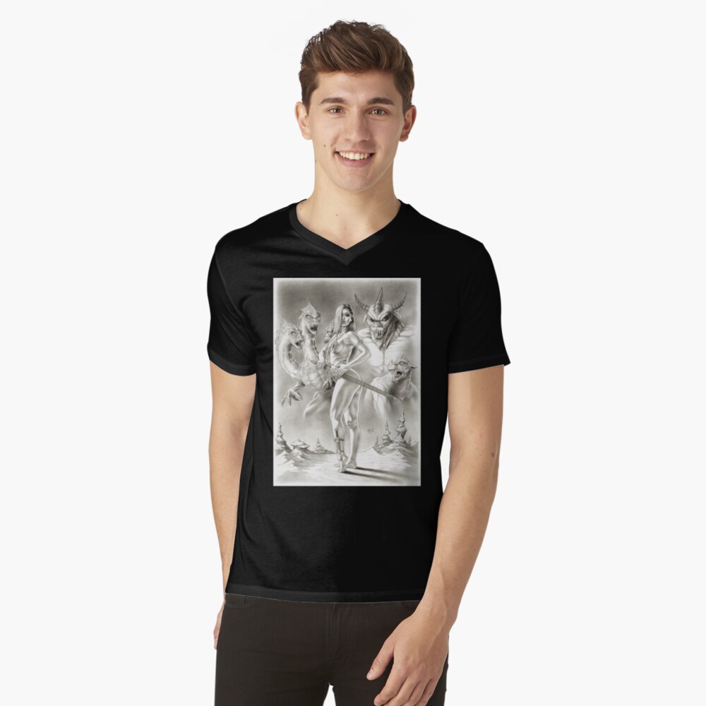 Vista previa del artículo con la obra «Camiseta de cuello en V», diseñado y vendido por jairovalverde.
