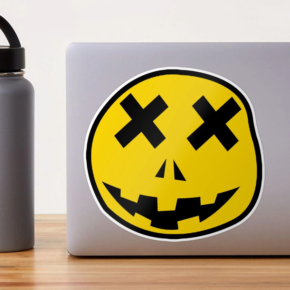 Smiley Face with Pumpkin Eyes Sticker - Sticker Shuttle