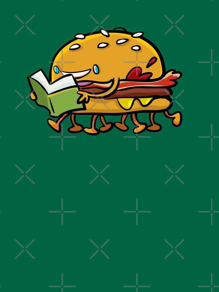 burger with legs reading a book by duxpavlic