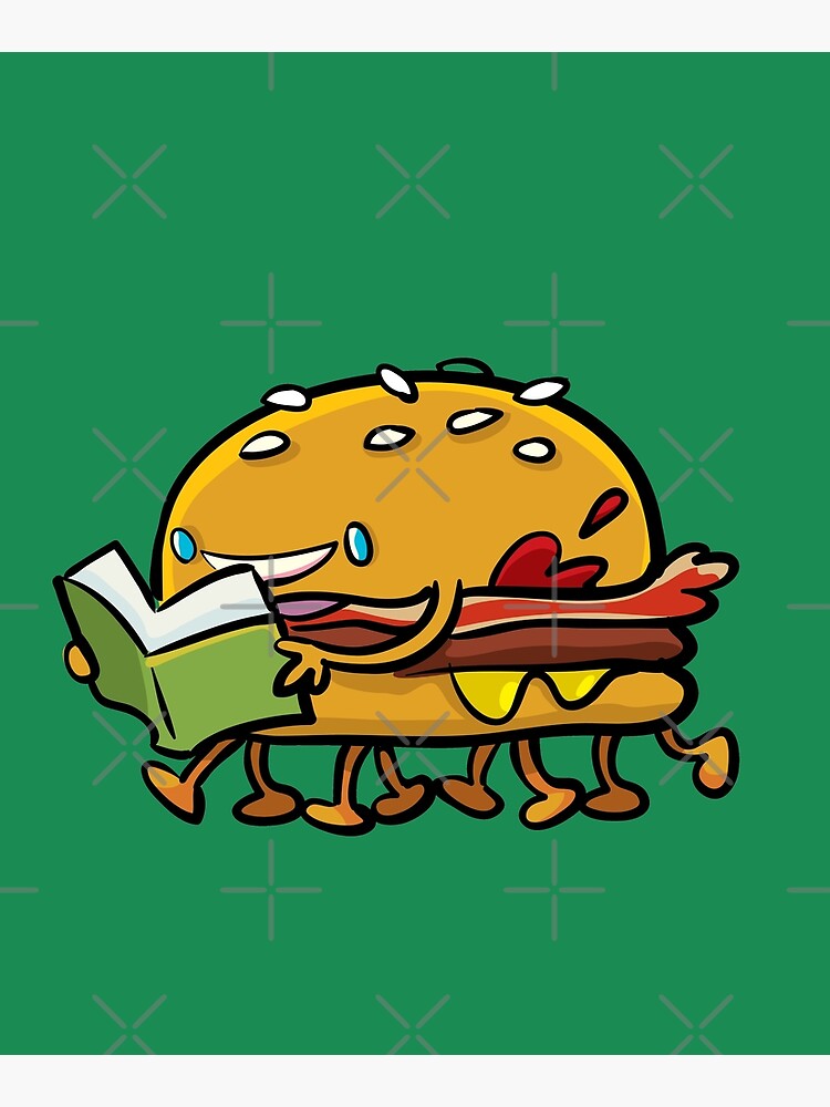 burger with legs reading a book by duxpavlic