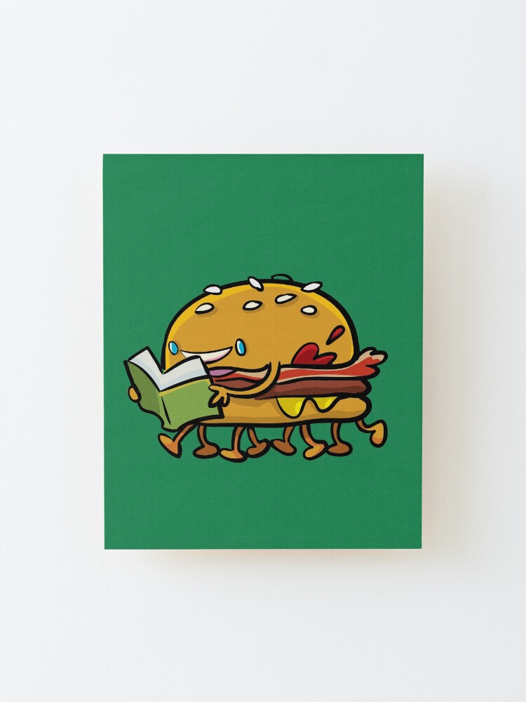 Alternate view of burger with legs reading a book Mounted Print