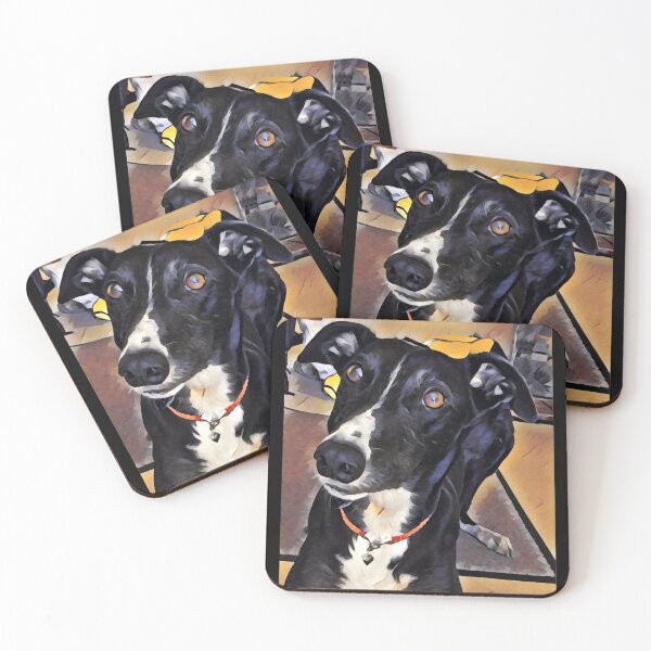 Item preview, Georgie Grey - Black and White Greyhound designed and sold by JaneWrenArt.