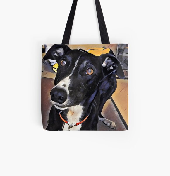 Georgie Grey - Black and White Greyhound All Over Print Tote Bag