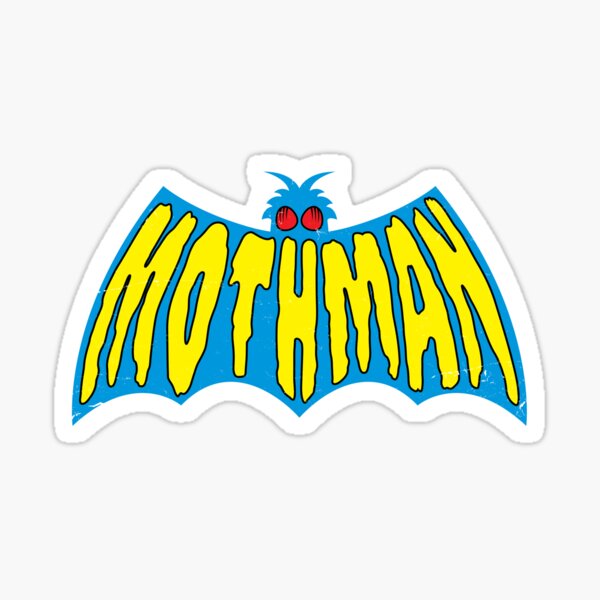 Vista previa del artículo con la obra «Logotipo de Mothman Vintage azul y amarillo», diseñado y vendido por petestyles.