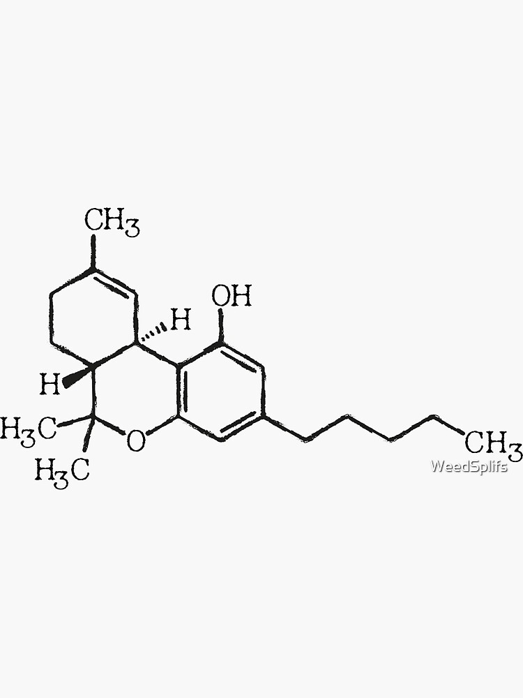 Thumbnail 3 of 3, Sticker, Weed thc molecule designed and sold by WeedSplifs.