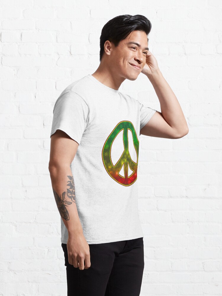 Alternate view of Peace And Love Weed Classic T-Shirt