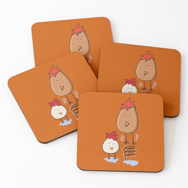 Item preview, Spring Chicken Eggs Illustration On Burnt Orange designed and sold by Camille Woodward.