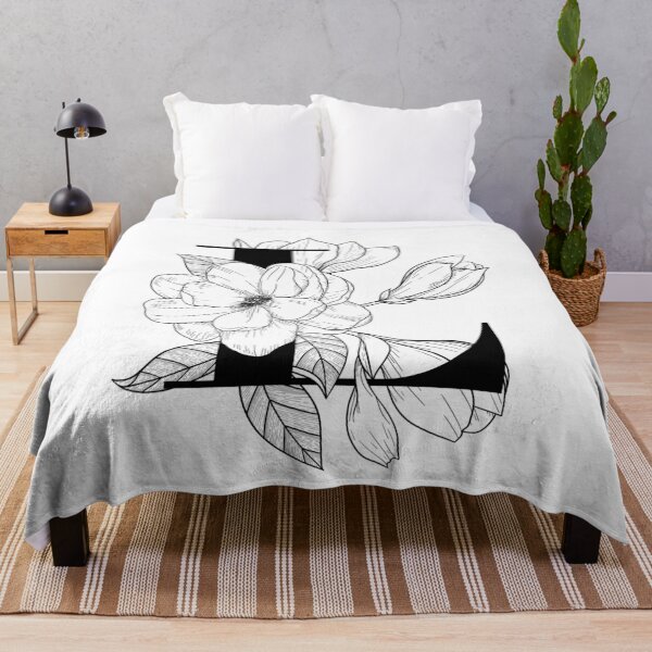 Item preview, Monogram L with Magnolia Line Art designed and sold by GraphicsbyNel.