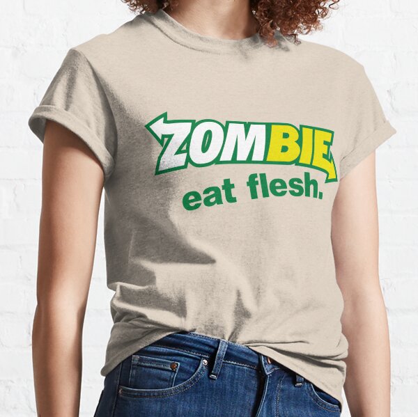 ZOMBIES EAT FLESH T-SHIRT humour dead parody subway walking funny birthday  gift