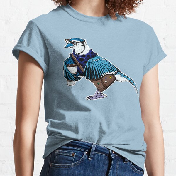 Hipster Blue Jay with Coffee Classic T-Shirt