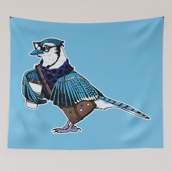Item preview, Hipster Blue Jay with Coffee designed and sold by deancoledesign.