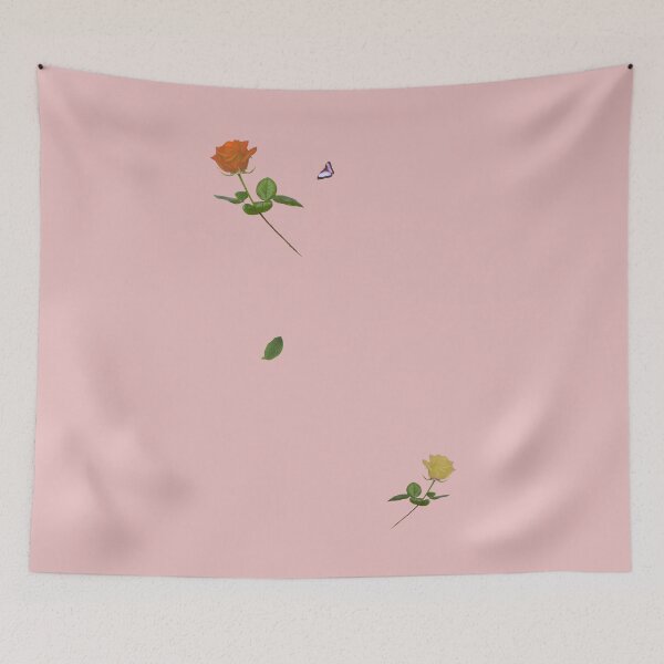 Item preview, Two Roses and a Butterfly. Pink background designed and sold by MindTravel.