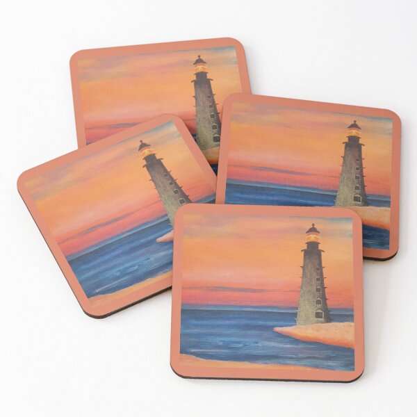 Item preview, Lighthouse with Orange Sunset designed and sold by WatersEdgeGal.