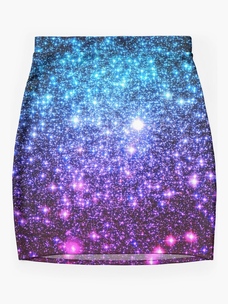  Galaxy Sparkle Stars Turquoise Blue Purple Hot Pink Mini Skirt