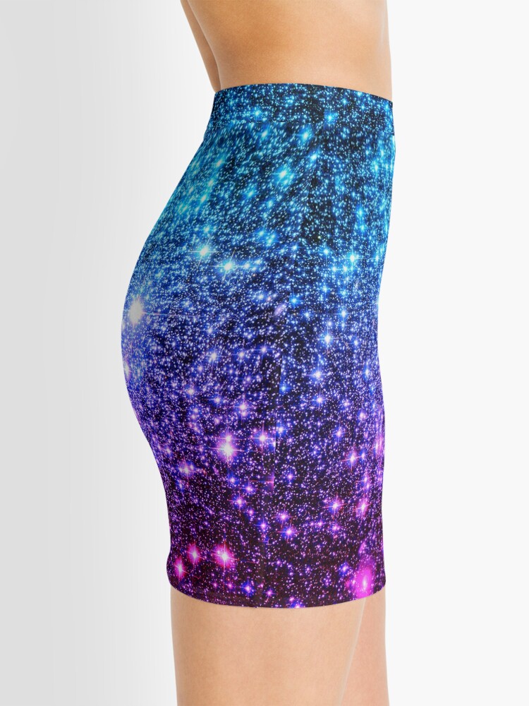  Galaxy Sparkle Stars Turquoise Blue Purple Hot Pink Mini Skirt
